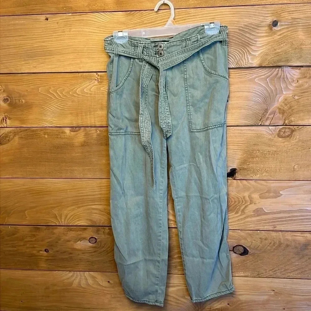 Womens preworn Sanctuary Army Green pants 27 Tie waist‎ ankle length comfy Y2K